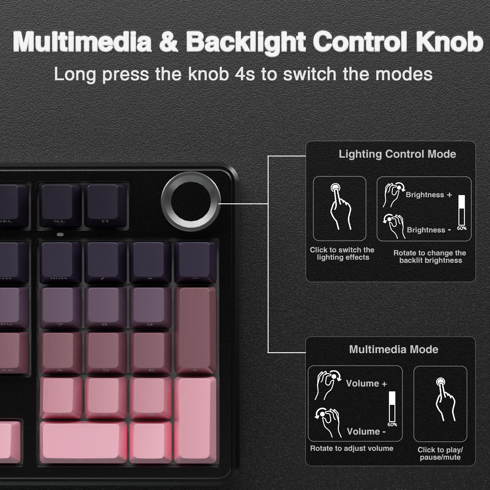 AULA F99 Pro Creamy Wireless Mechanical Gaming Keyboard with Knob Control, keyboard,Tri-Mode BT5.0/USB-C/2.4GHz Hot Swappable Custom Keyboard,Pre-lubed Linear Switches,Gasket Structure,RGB Backlit Computer PC accessories TikTokShopfalldealsforyou