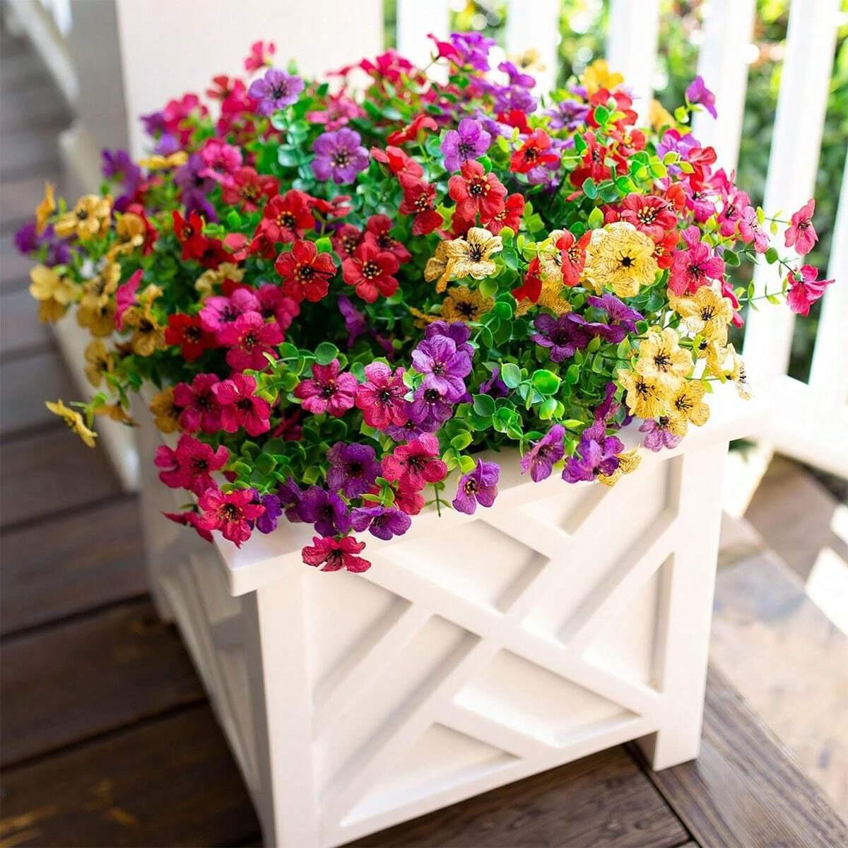 Artificial Flower(12/24pcs/set) Ornaments ,UV Resistant Colorful Simulation Flower Fall Decorations,Home Decorative Bouquet,Garden Party Wedding Decoration Flowers Bouquet Fall Room Decor