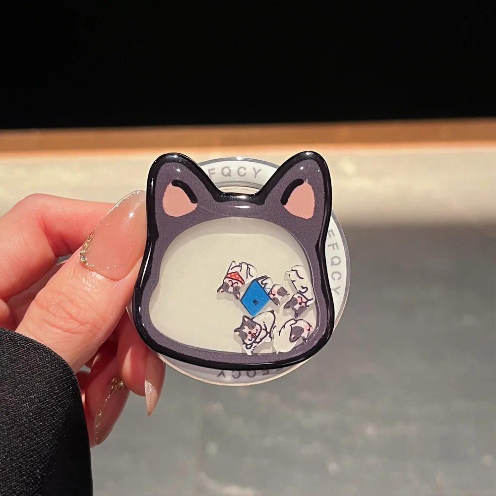 Ins Funny Cartoon Puppy Quicksand Shake for Magsafe Griptok Holder Phone Finger Ring Stand Support for IPhone 15 Girl Bracket, Accessories, Magnetic Grip