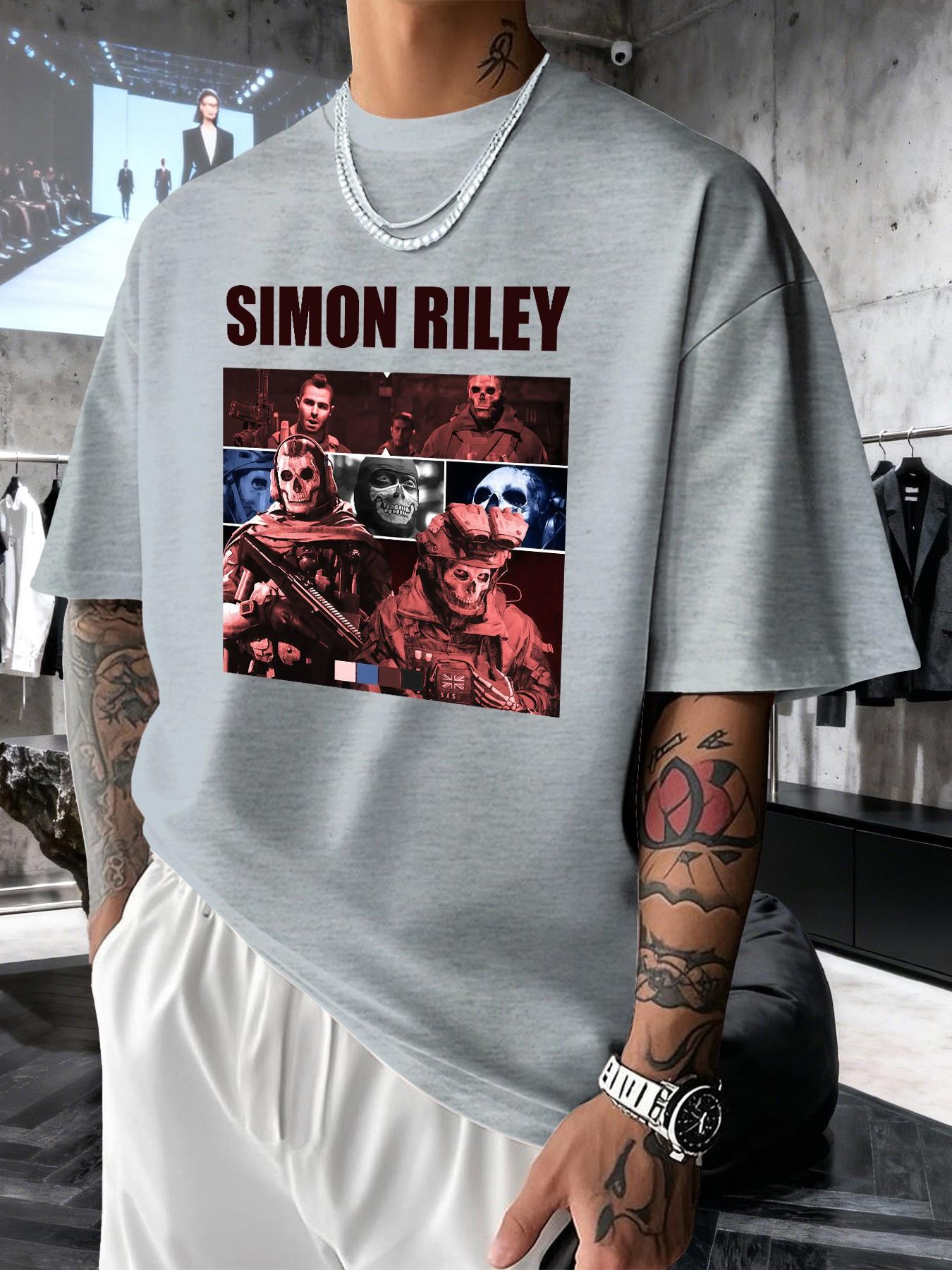 Simon Riley Men's Casual Short Sleeve Graphic T-Shirt, Slim-Fitting Round Neck Summer Top, Daily Wear