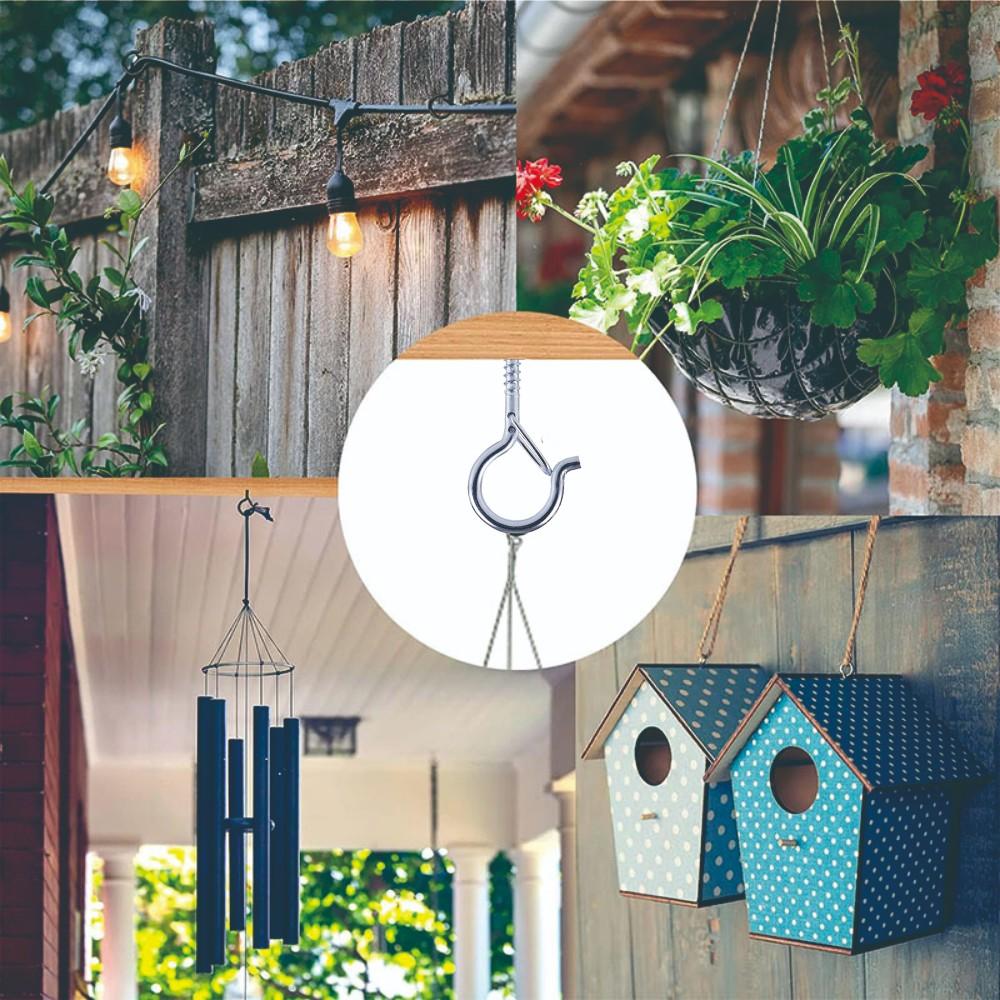 61pcs/set Outdoor windproof Heavy screw hook, easy to release Q-shaped hook, suitable for hanging Christmas lights, potted plants, ceiling hooks, including hexagonal wrench, Valentine's Day/Ramadan/Christmas decoration hook