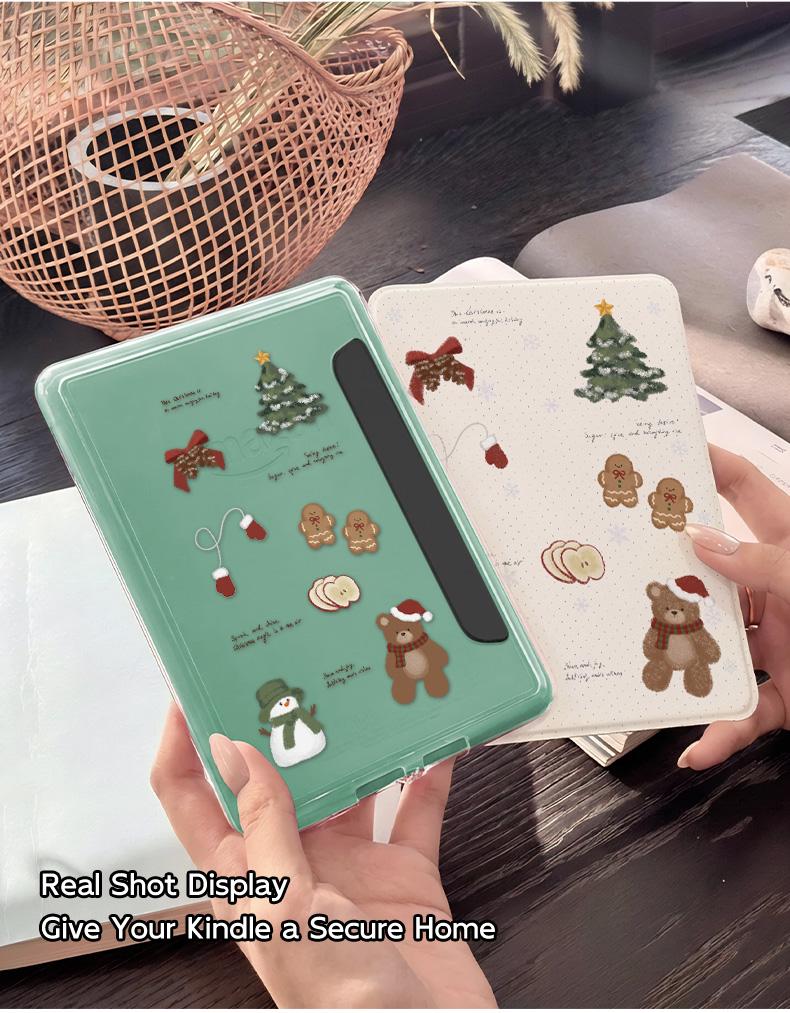 Magnetic Detachable Case for Kindle 11th Paperwhite 1-6, Clear Acrylic Back, Warm Winter Vibe, Auto Wake Sleep Function, Kindle Cover