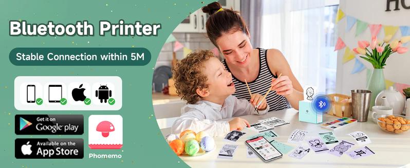 Phomemo M02 Mini Sticker Printer – Portable Inkless Thermal Printer for DIY Crafts, Journals, Photos, Study Notes & Labels – Ideal for Home, School & Travel