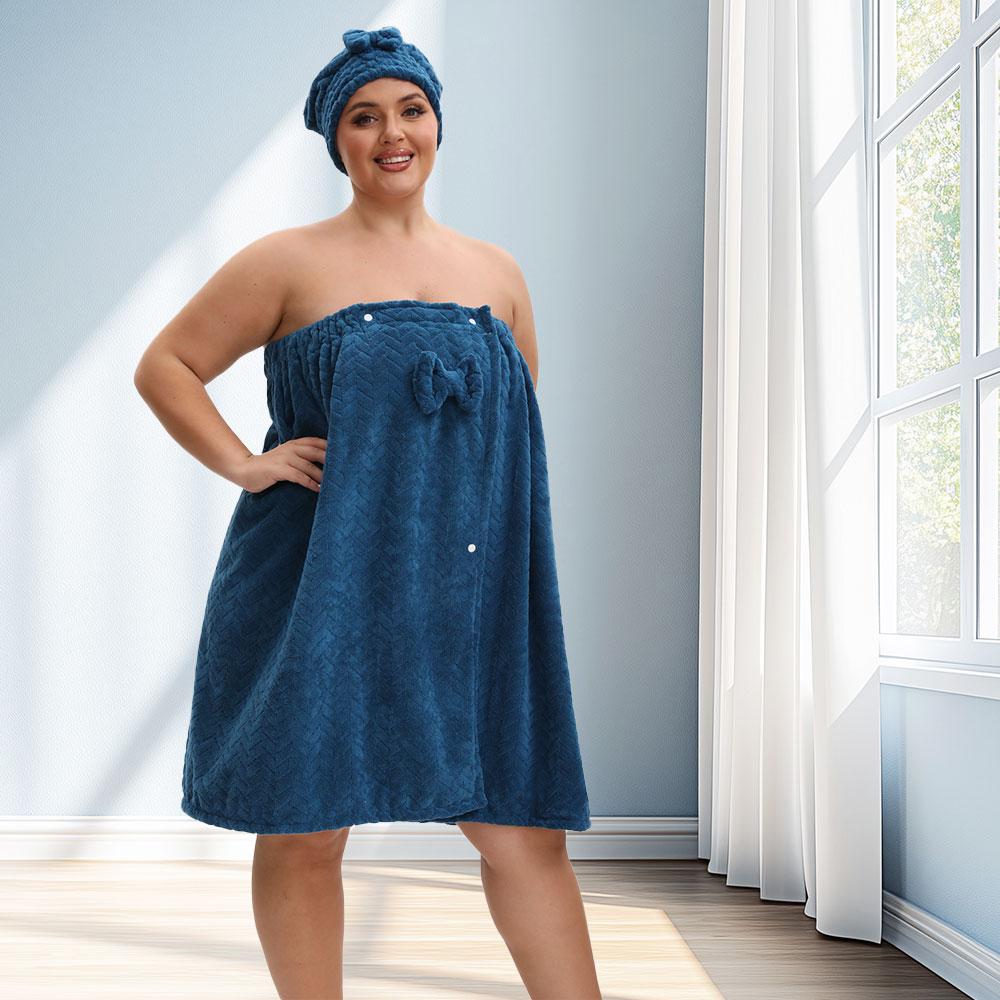Plus Size Bath Skirt & Shower Cap Set, 2 Counts/set Adjustable Bath Skirt & Shower Cap, Thickened Cute Bath Skirt, Ideal for Home Use, Travel, Sauna, and Spa, Womenswear