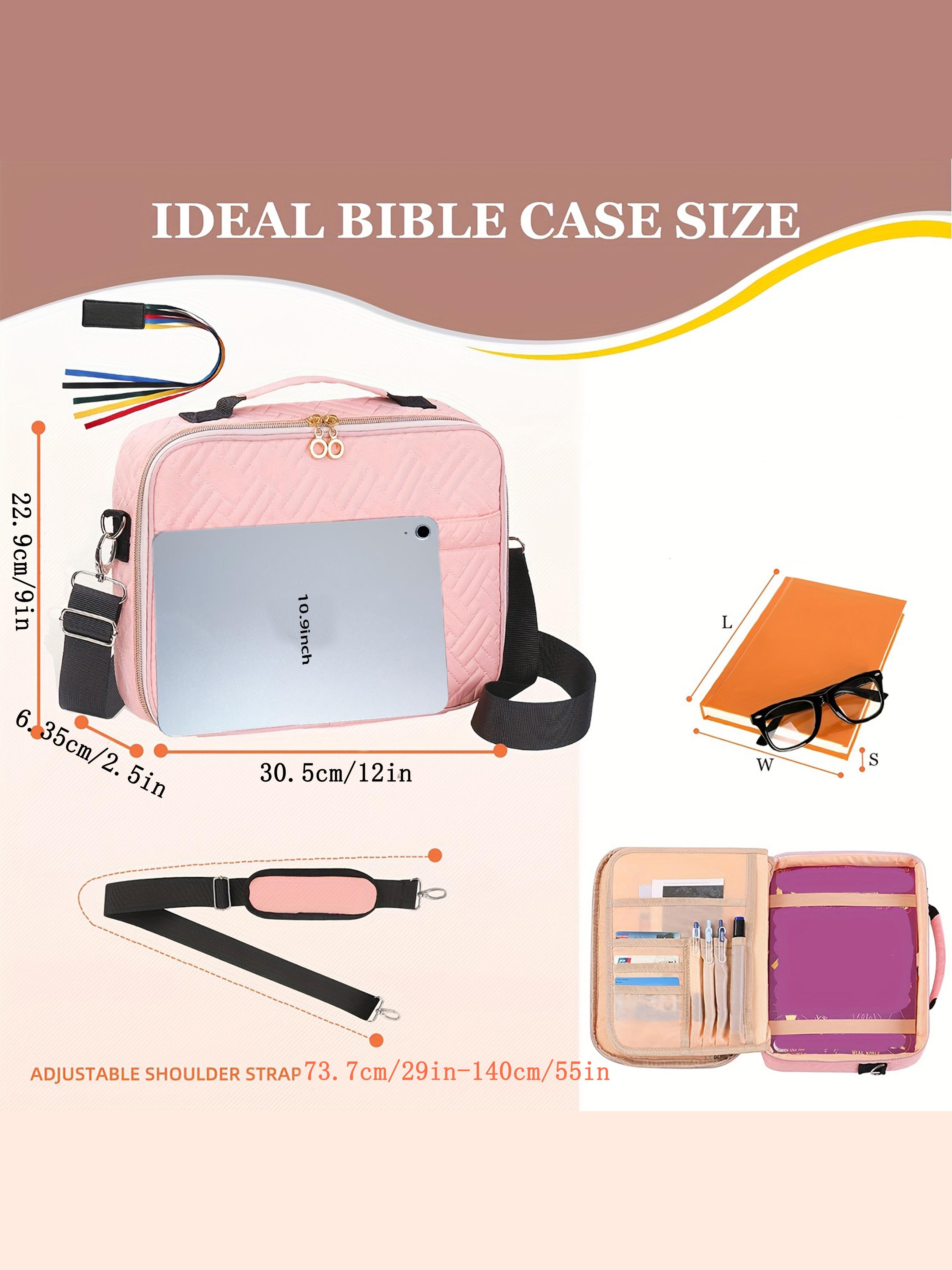 Women's Large Bible Bag, Soft Handle & Shoulder Strap, Multi-Pocket Design, Fits Large Bibles & Accessories, Halloween Christmas Gift, Print Handle Satchel
