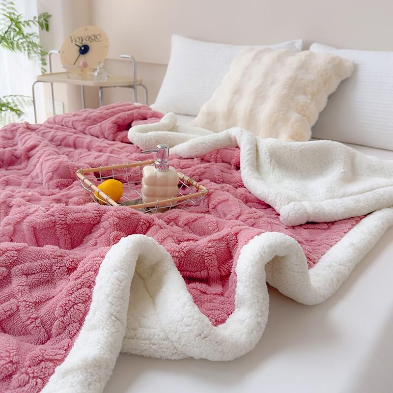 Thick Warm Plush Blanket, Diamond Pattern Flannel Throw, Style Bedroom Decor, Sofa Bed Cover, Living Room Rug, Dorm Essential