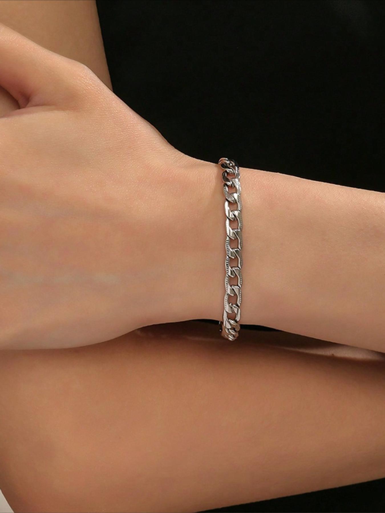 Hip Hop Fashion Style Cuban Embossed Chain Bracelet, Men's Stainless Steel Jewelry, Birthday Gift, Suitable for Daily Commuting