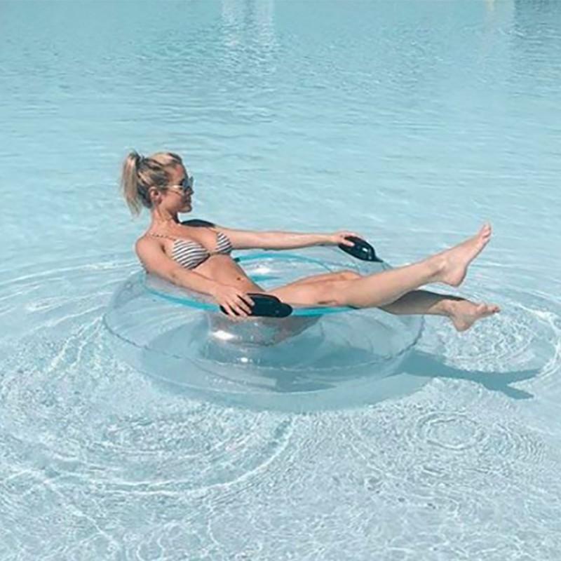 Adult Transparent Sequined Round Swimming Ring, Large Thick PVC Swim Buoyancy Aid, Comfortable Water Safety Accessory