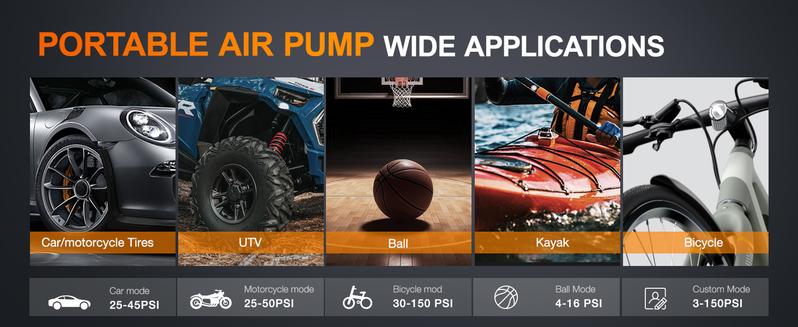 Nilight Portable Air Compressor Battery Rechargeable 12VDC 150PSI Cordless Auto Shutoff  Gauge 2X Faster Inflation Air Pump for Car Motorcycle Vehicle Automotive Wireless Tire Inflator Tyre Inflator