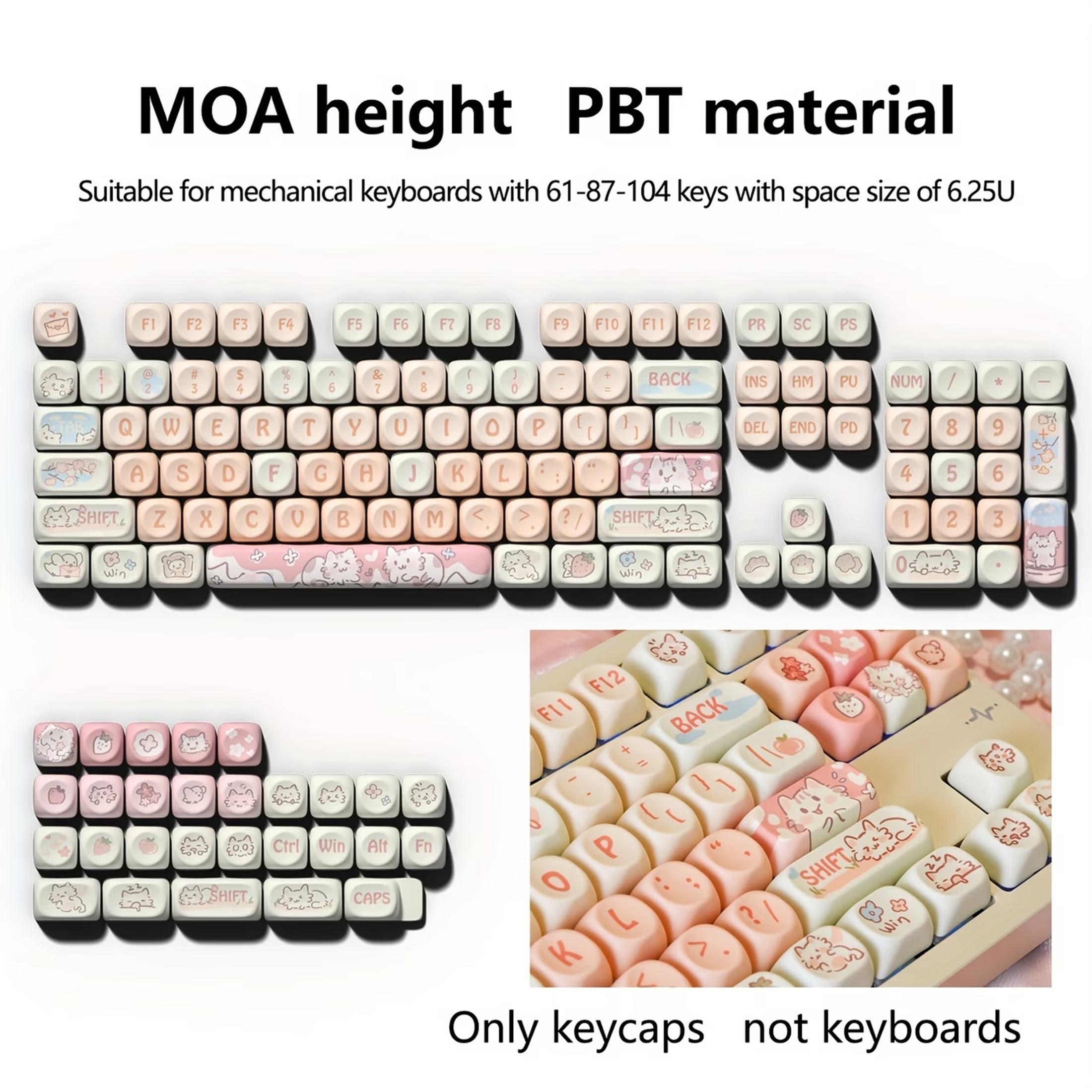 after shipment132-Key Strawberry & Cat Keycaps Compatible for MX Switch - PBT Mechanical Keyboard Keys with Cute Kawaii Girl Style, MOA Height Spherical Caps, Space (6.25U) - for gaming, Office, Gift for Women & Key Compatibility