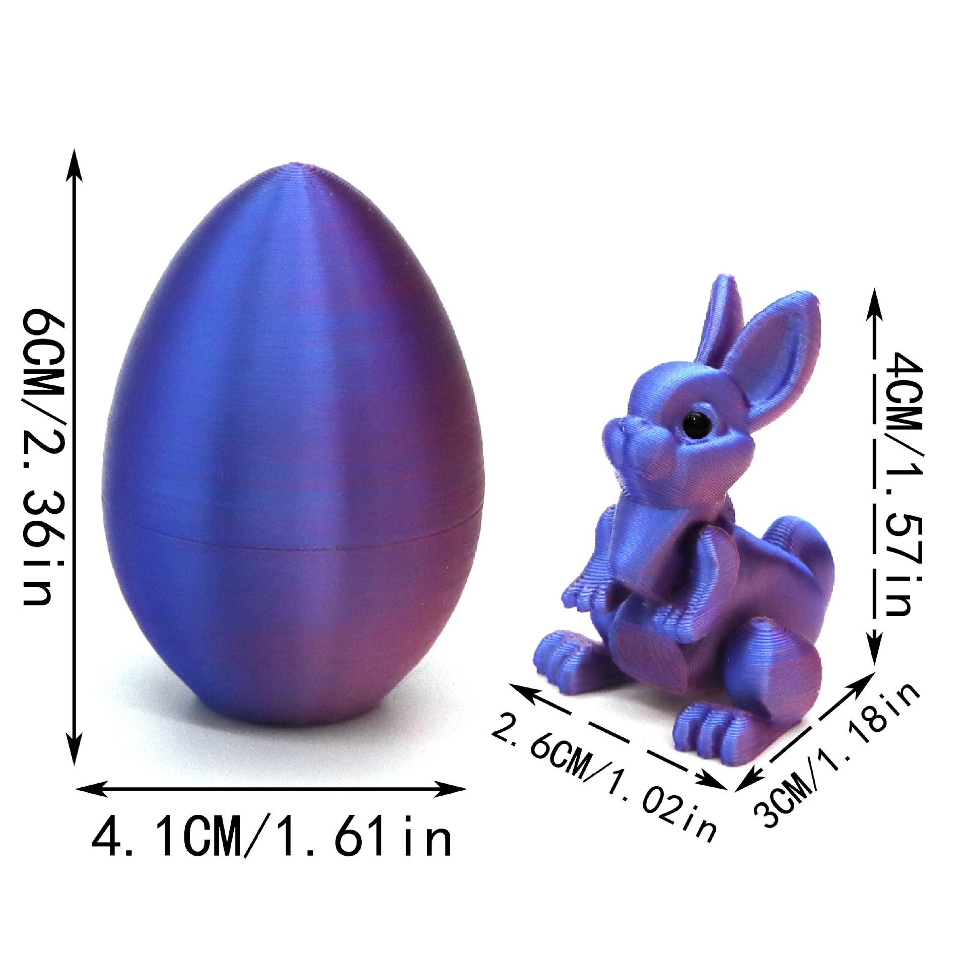 Easter Egg 3D Printed Rabbit Ornament, Creative Desktop Decor, Movable Rabbit Model Toy, Unique Easter Gift Idea, Fun Office Accessory