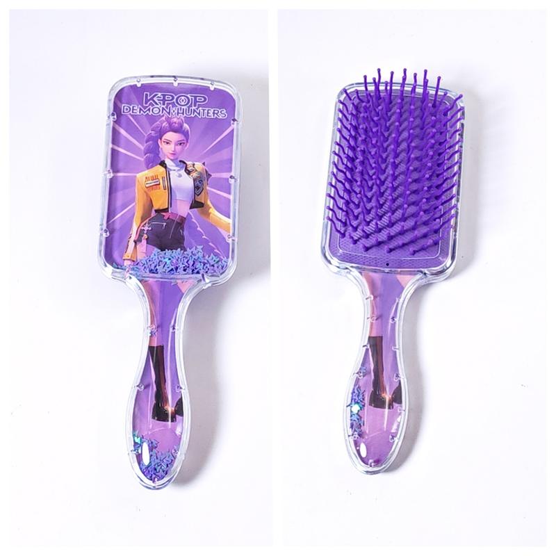 Kpop Demon Hunter Cushion Comb, High-Quality Long Handle Sofa Comb, Universal Styling Tool for Women, Cartoon Design, Hair Detangling Comb