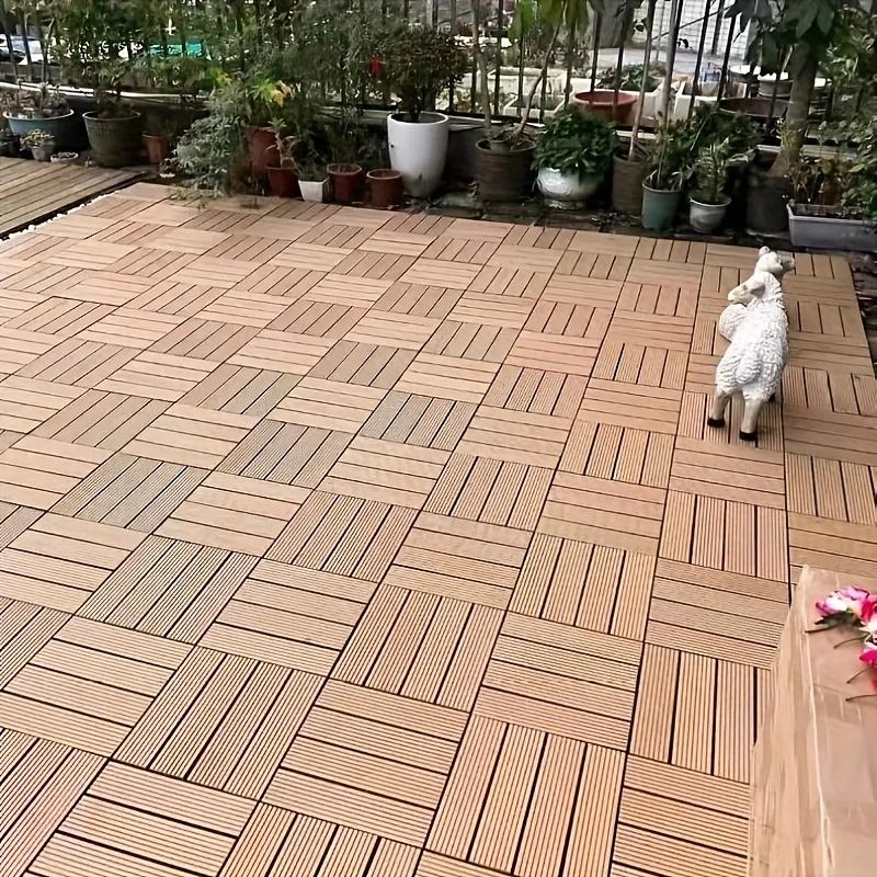 5PCS Bedroom, Balcony, Terrace Plastic Interlocking Flooring, Self-assembly Flooring, Plastic Flooring, Imitation Three-color Plastic Wood Flooring, Outdoor Courtyard Decoration, Easy to Assemble (Model: DM518)