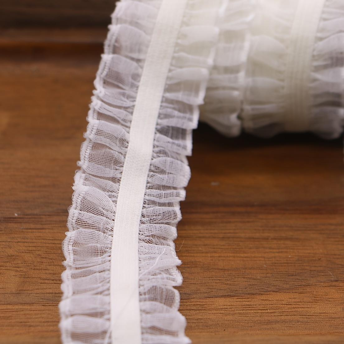5 Yards Elastic Lace Trim, 1 Inch Ruffled Edge, Fabric Ribbon For DIY Craft, Sewing, Wedding Decor, Clothing Accessories, White/black, Diy Decorative Ribbon