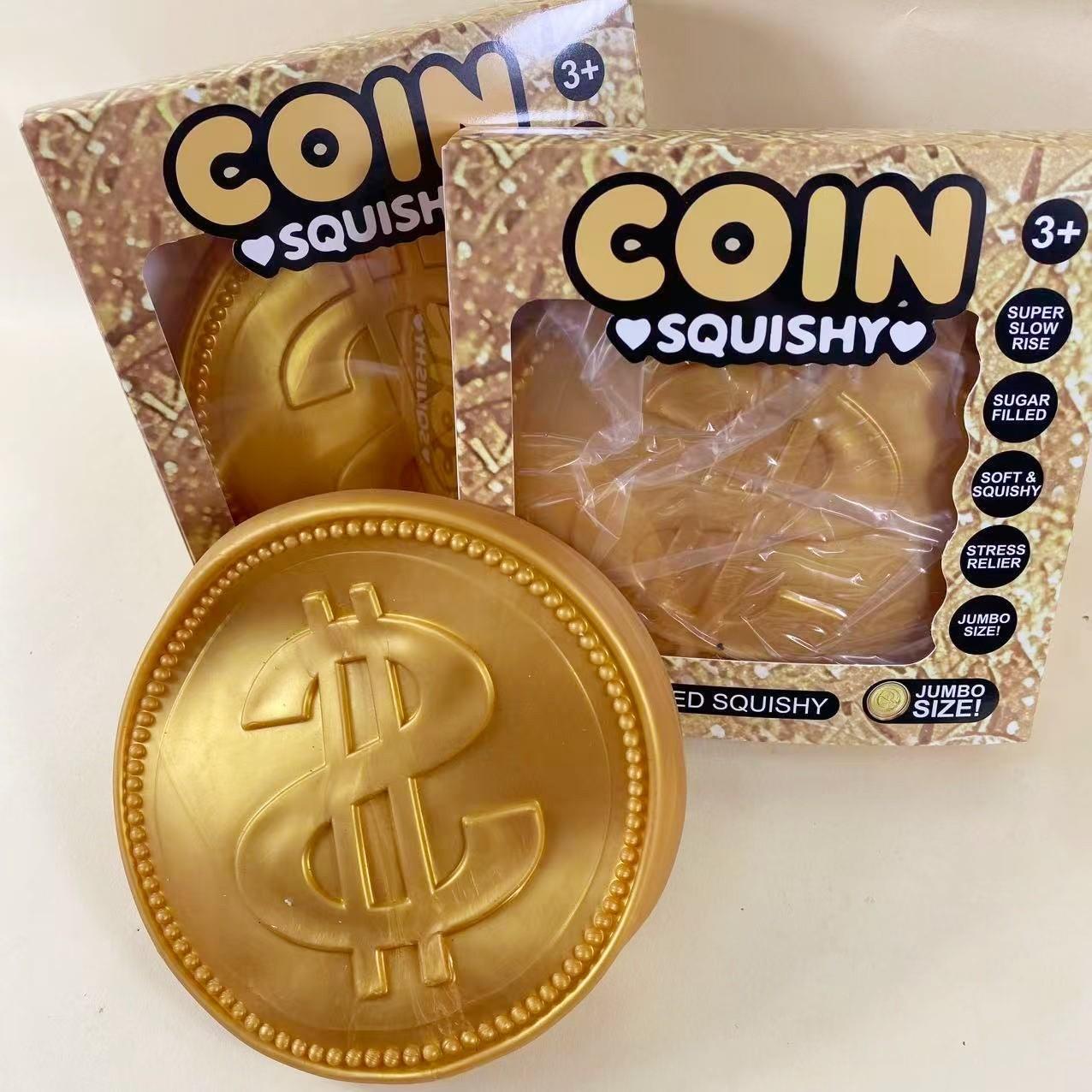 Simulation Dollar Stress Relief Toy, Large Gold Coin Soft Rebound Squeeze Fidget Fortune Toy, Healing Soft Pressure Relief Tool, Non-Edible Child Hand Mold Toy