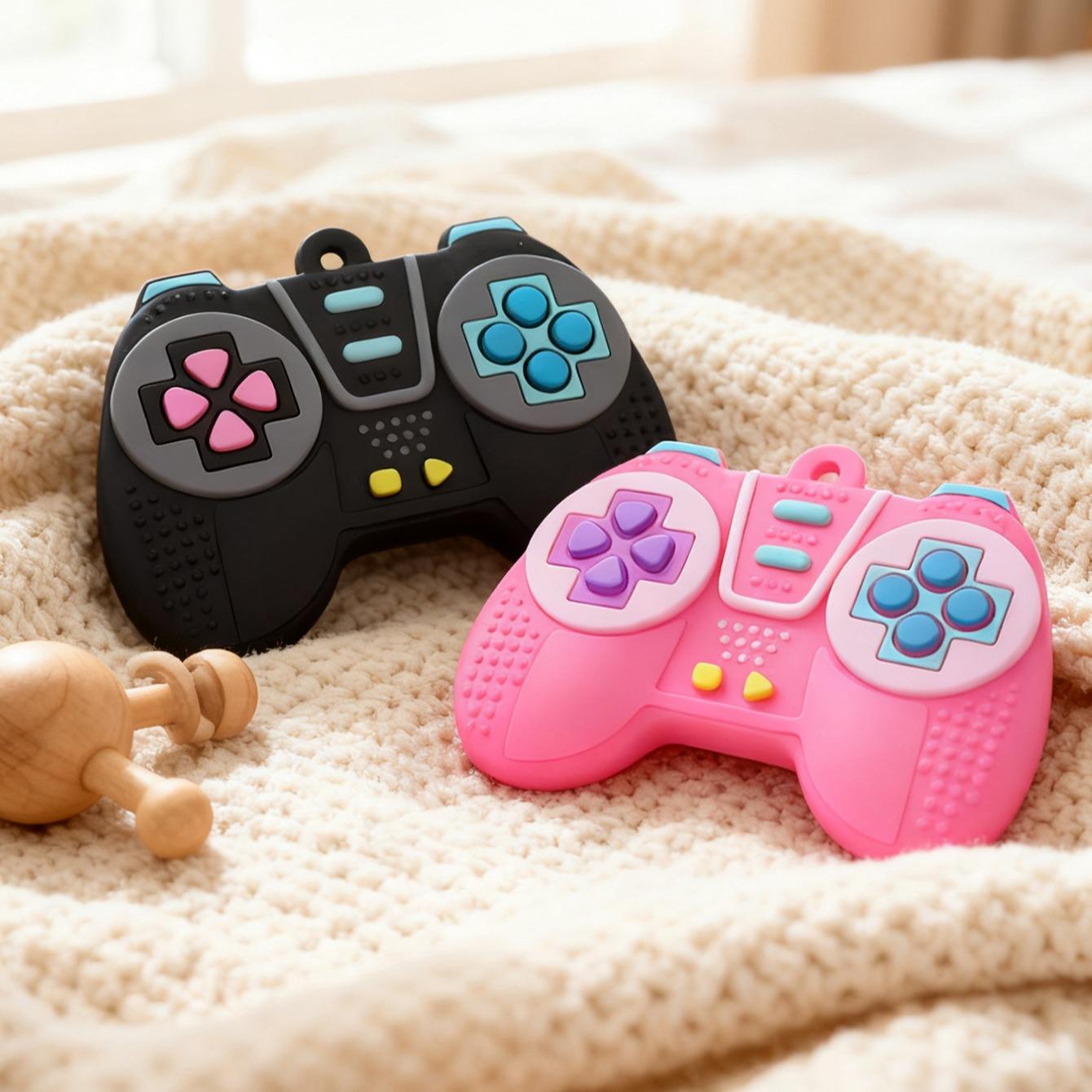 Silicone Teething Toys for Babies, 2-Pack Rubber Teethers, Baby Soothing Toy, Sensory Teether, Educational Chewable Toy for Infants 0-12 Months