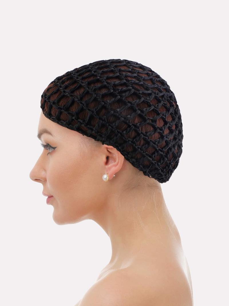 Pure Color Crochet Elastic Handmade Hair Band, Women's Hair Net Hat, Sleep Cap, Bath Cap, Shower Cap, Pure Color Hair Protection Cap