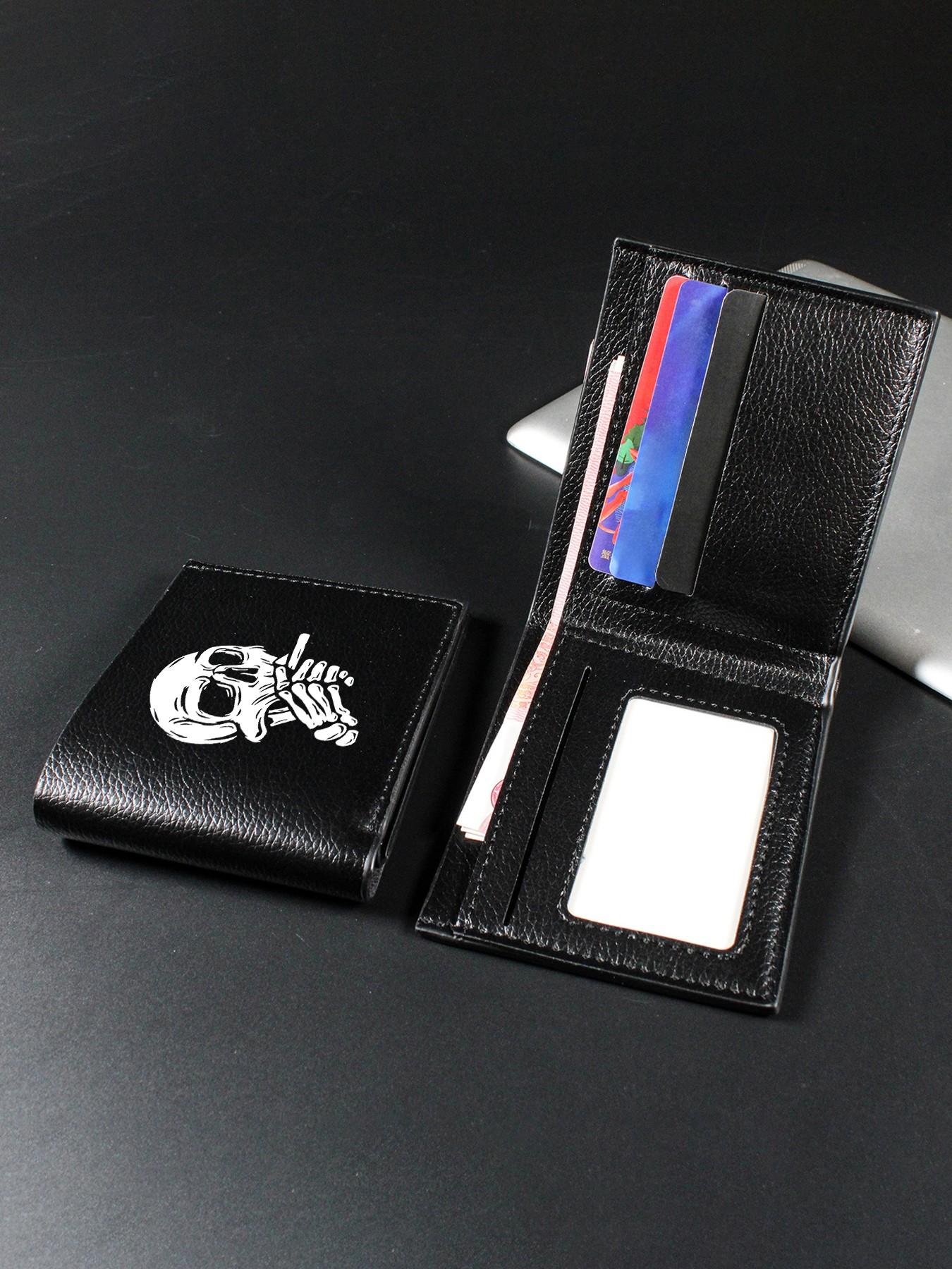 Cool Smoking Skull Print Bifold Wallet for Women Men, Unisex Multi-Card Slot Casual Wallet, Slim Card Holder with Bill Compartment, Perfect for Daily Use, Gift for Streetwear Lovers