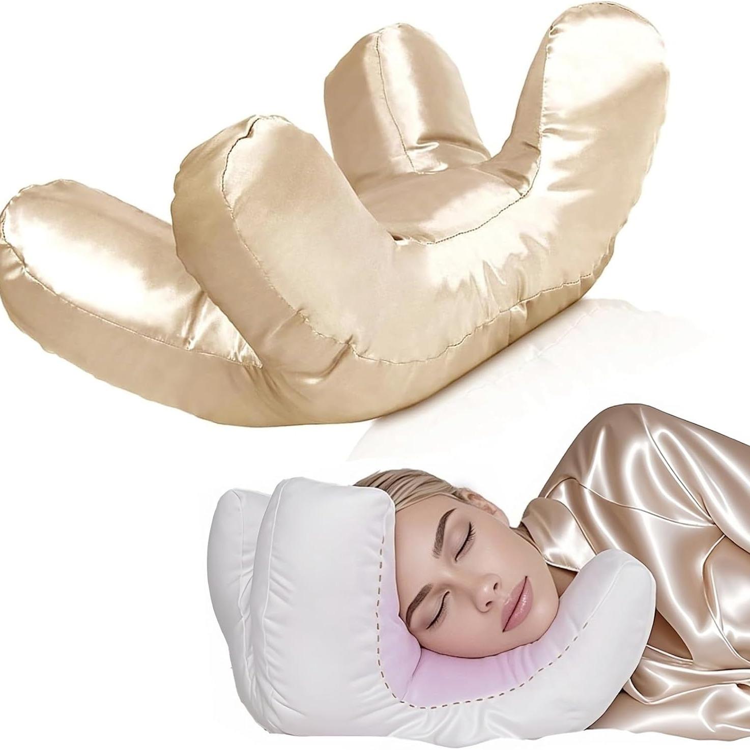 Face Massage Pillow with Washable Silk Pillowcase, Soft High-Quality Beauty Pillow with Plush Silky Polyester Filling for Ultimate Sleeping Comfort