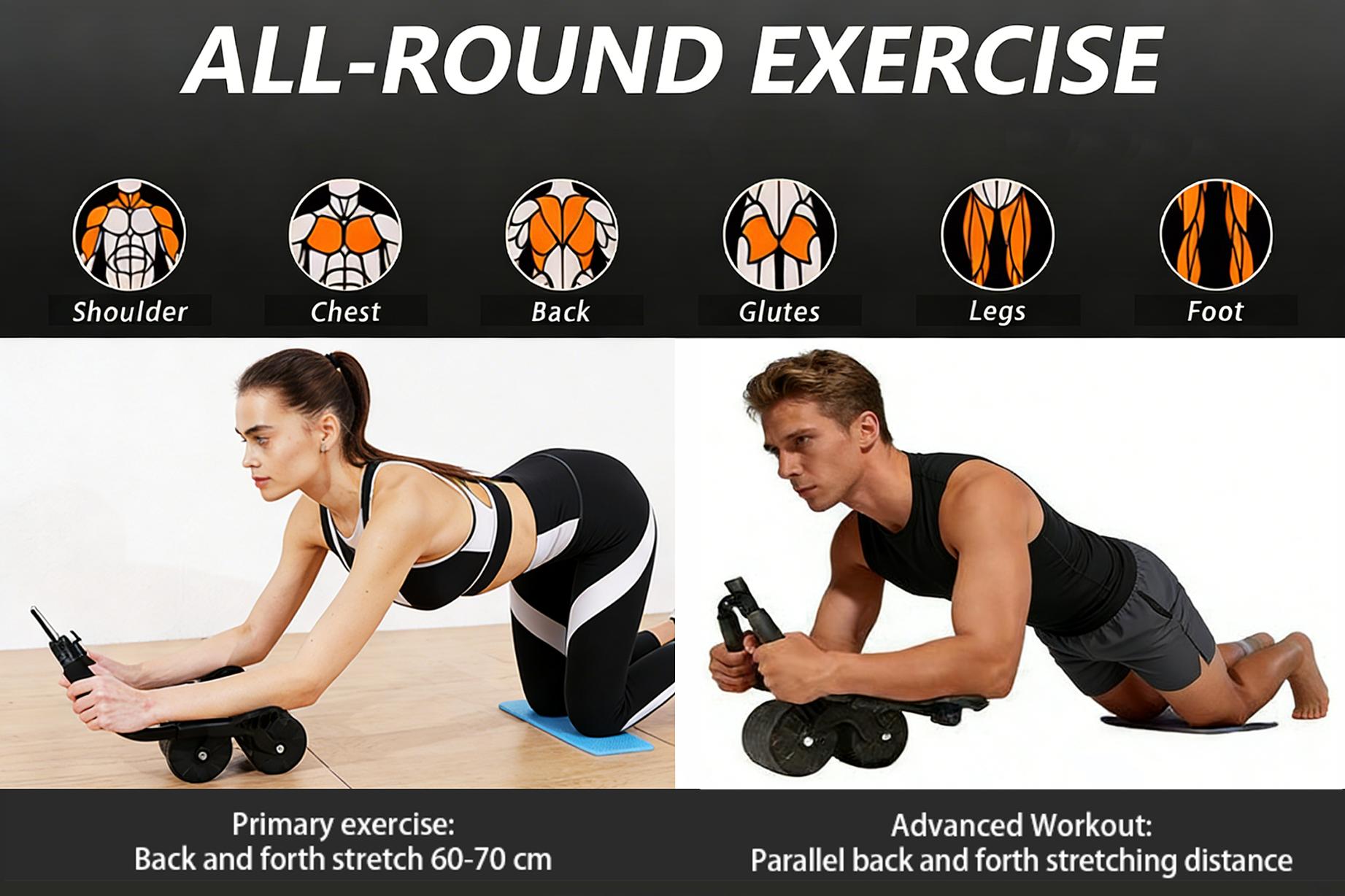 Automatic Rebound Ab Roller Wheel with Elbow Support, Home Gym Core Trainer for Men Women, Portable Ab Workout Equipment for Core Strength, Great Fitness Gift for Gym Lovers