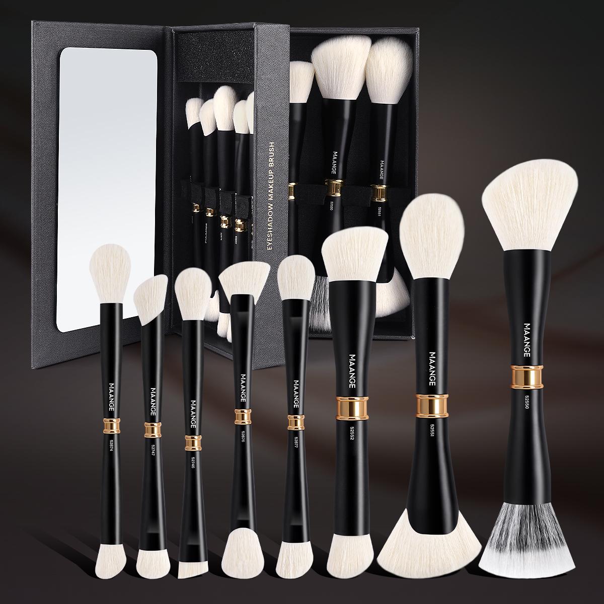 MAANGE Makeup Brush Gift Set with Mirror – 8/5/13 PCS Dual-Ended Brushes for Foundation, Powder, Blush & Concealer, Beginner-Friendly All-in-One Beauty Tools, Perfect for Gifting & Travel