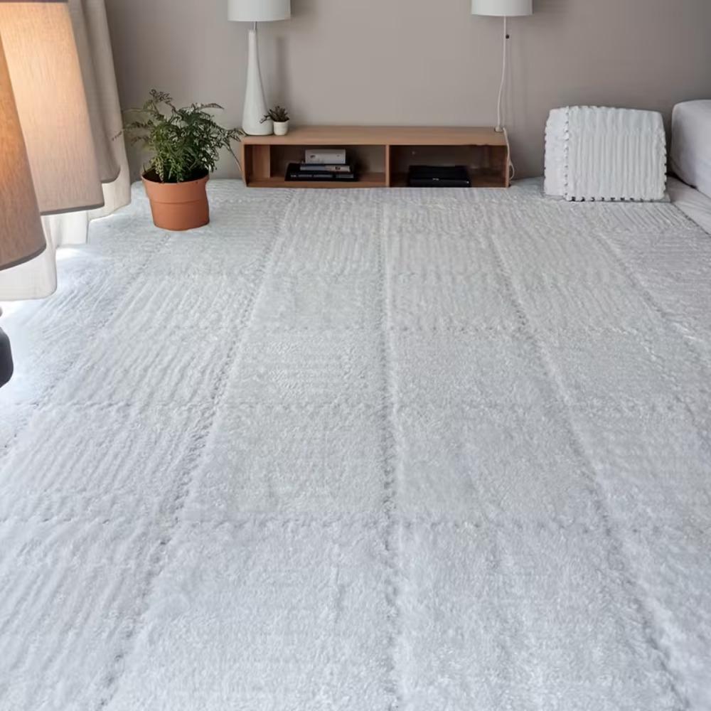 12 pieces, thickened spliced carpet for bedroom and living room, bedside rug for room, warm spliced floor mat, washable, soft and anti-fall, 11.8*11.8 inches