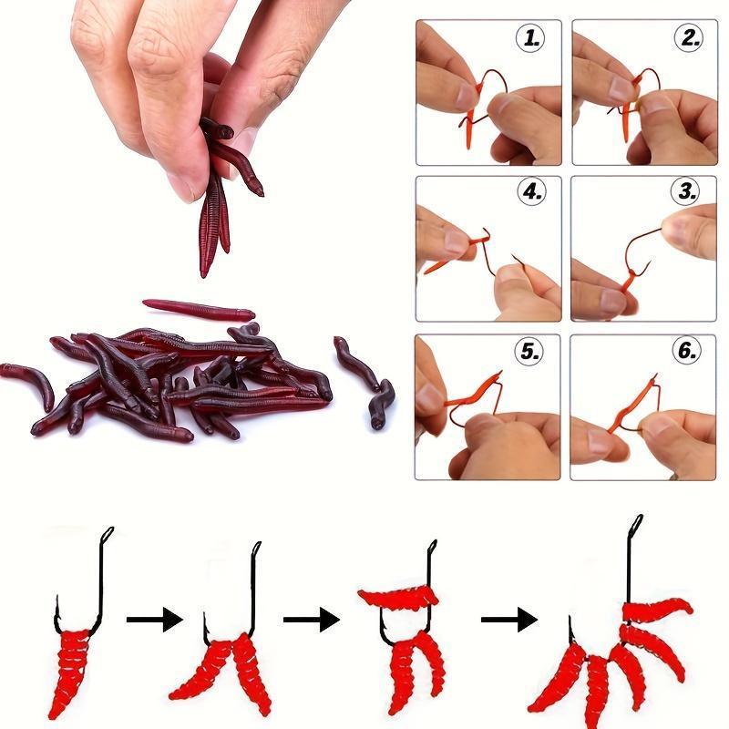 100PCS Realistic Red Soft Earthworm Fishing Lures Set, Durable Soft Plastics Baits With Lifelike Wiggling Motion, Finesse Tackle For Trout, Ideal Freshwater Fishing Gear For Anglers