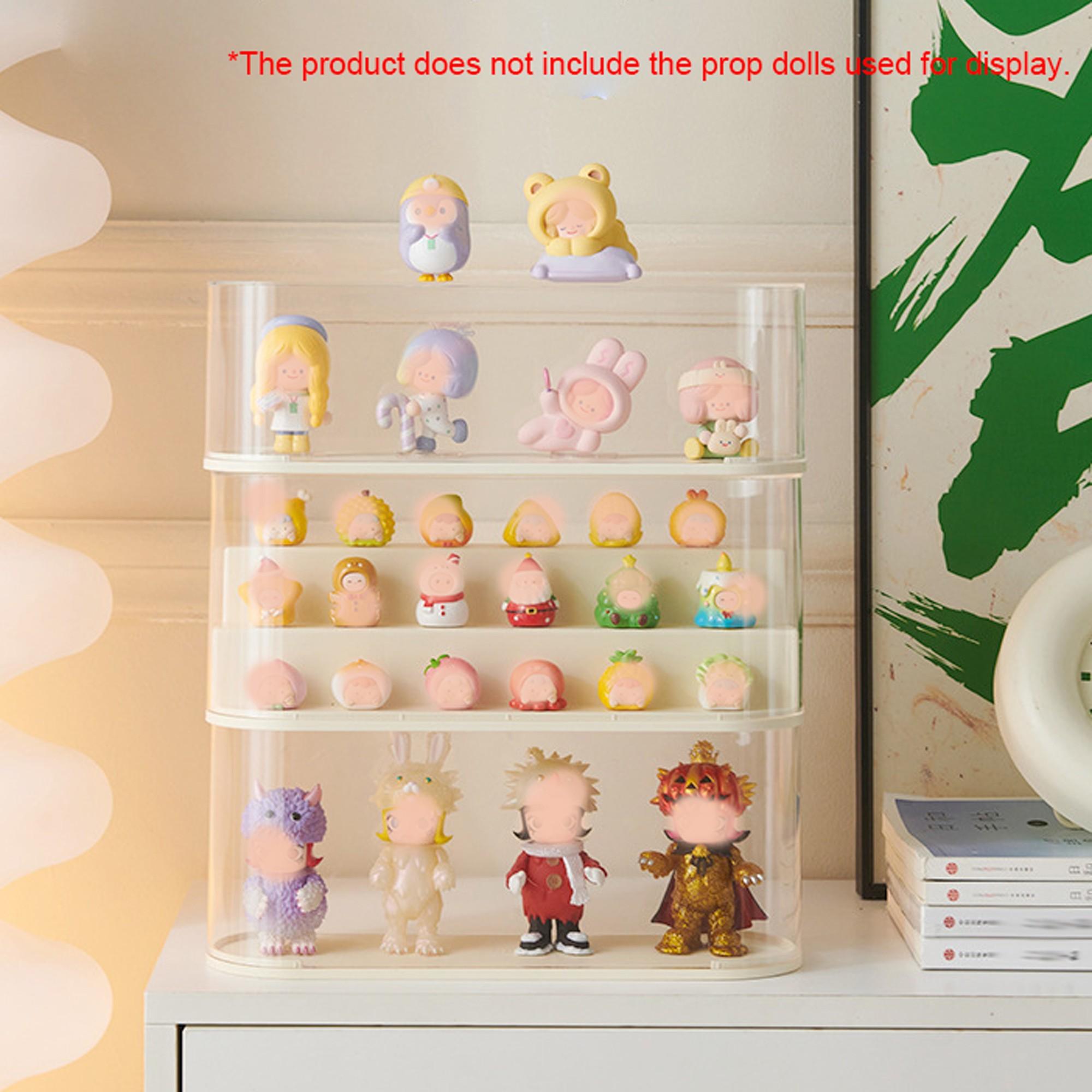 Stackable Staircase Desktop Storage Display Box, Curved Edge Design, Transparent Dustproof Moisture-Proof Cover, Perfect for Mini Figures, Figurine