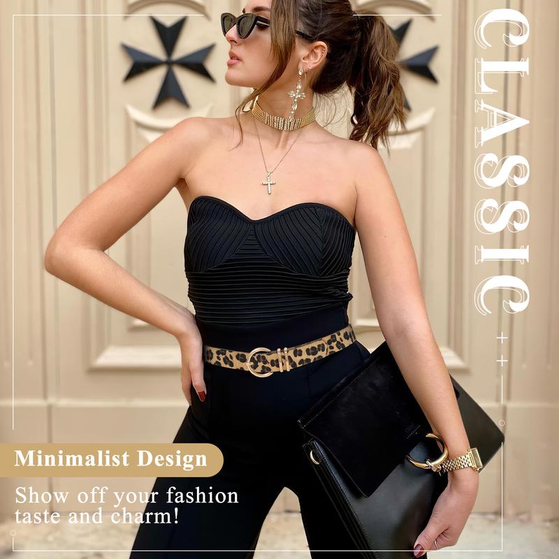 XZQTIVE 3 Pack Women's Leather Belts for Jeans Dresses Ladies Waist Belt with Fashion Golden Buckle