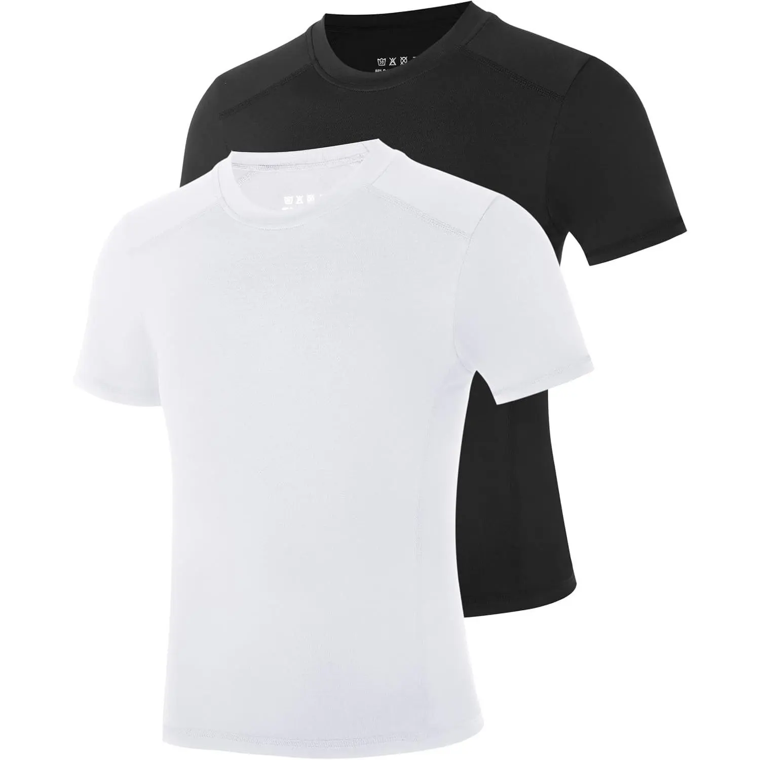 Youth Boys 2 Pack Short Sleeve Compression Shirts Quick Dry Stretchy Breathable Athletic Base Layer for Football Basketball BaseballGift