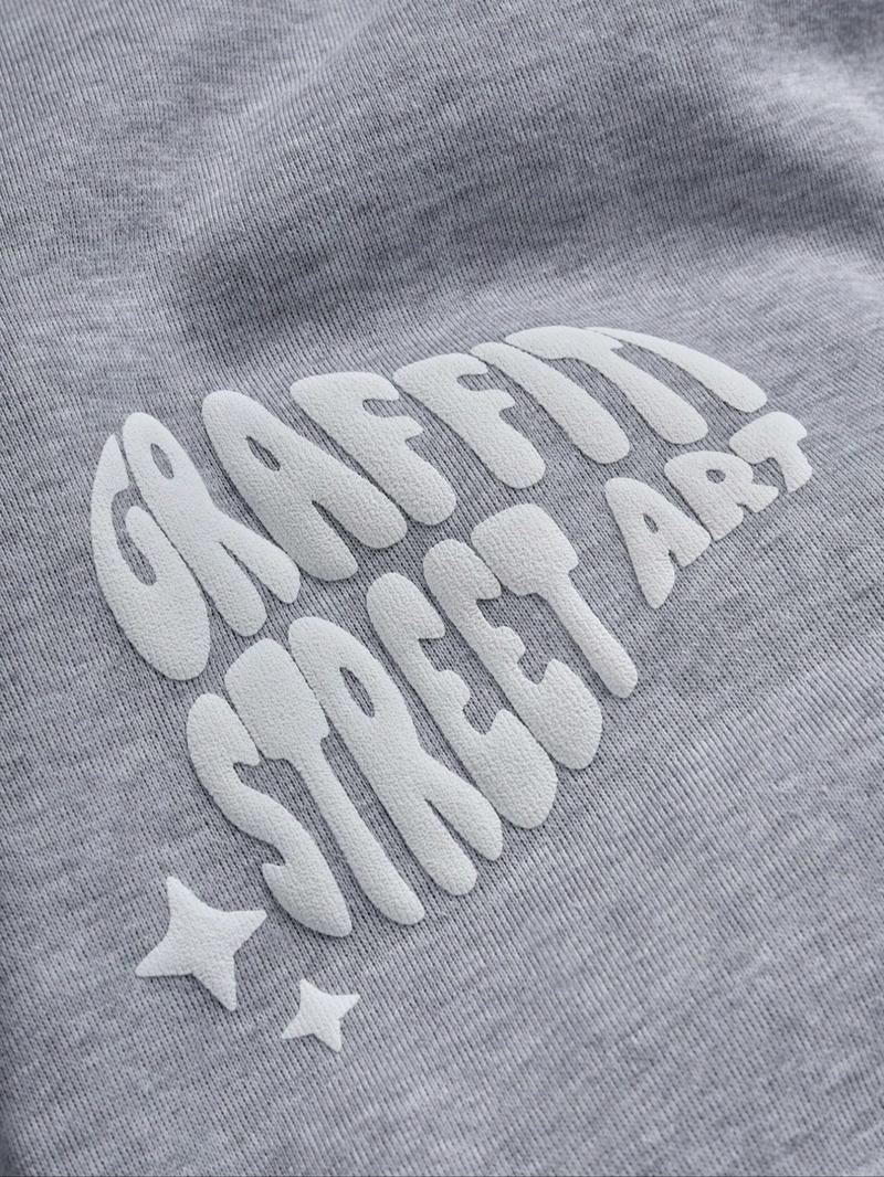 Unisex Street Style Jogger Pants, Hip-Hop Letters & Stars Print, Loose Straight Fit, Fall&winter, Casual Rock Skateboarding