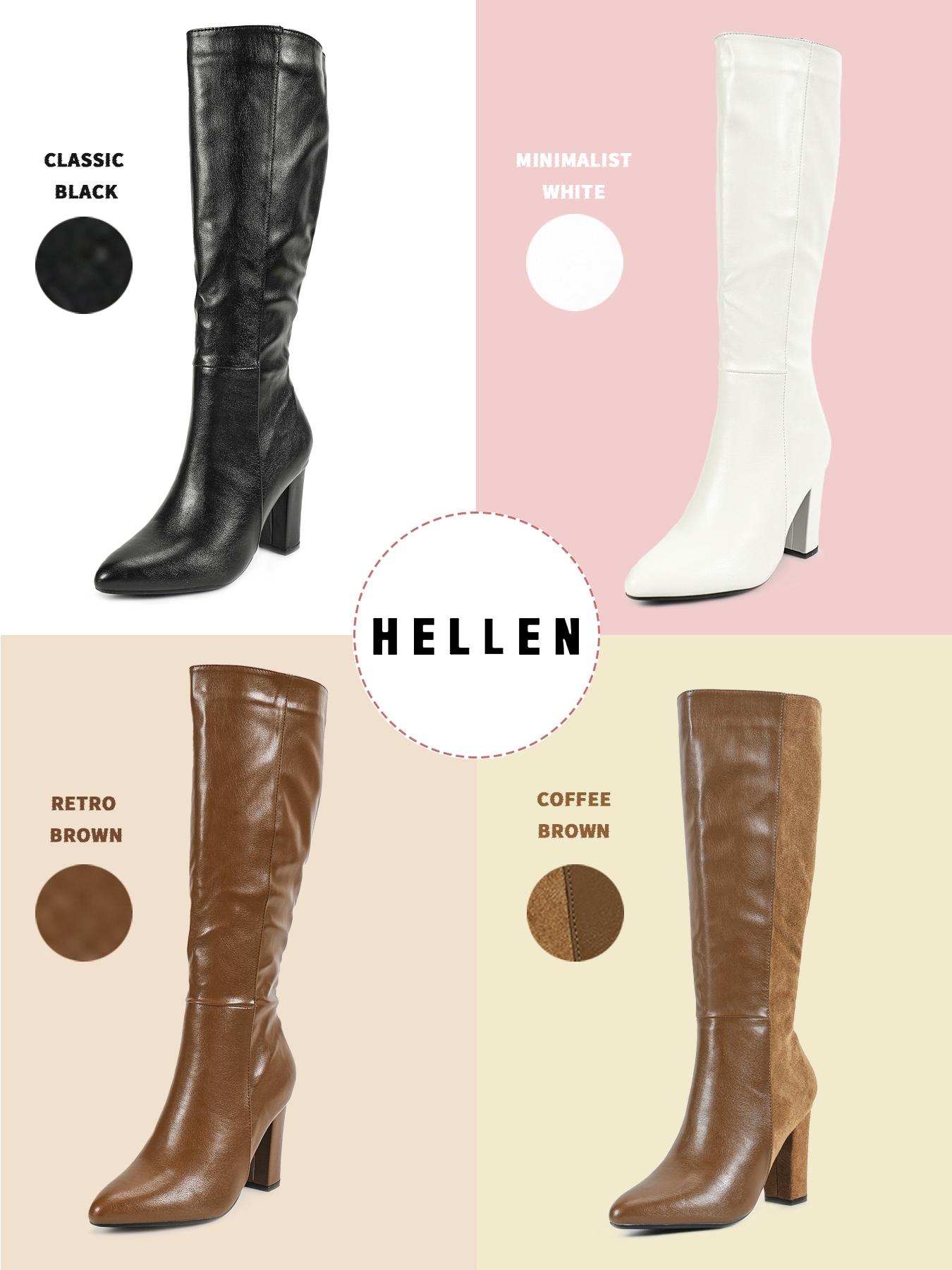 Women's Vintage Fashion Classic Chunky Heel High Boots with Leg-Slimming Design, Suitable for Work & Dates, Perfect Match with Coats & Dresses & Skirts, Fall/winter Essential Boots