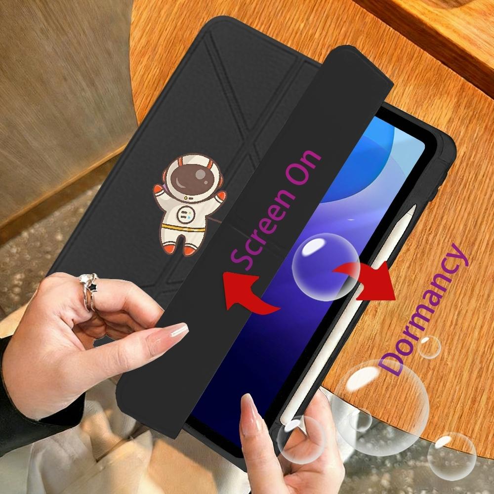 Triple Y-Shape iPad/tablet Case with Pen Holder, Cartoon Astronaut Pattern, Acrylic Material, Lightweight & Durable, Perfect for Gifts