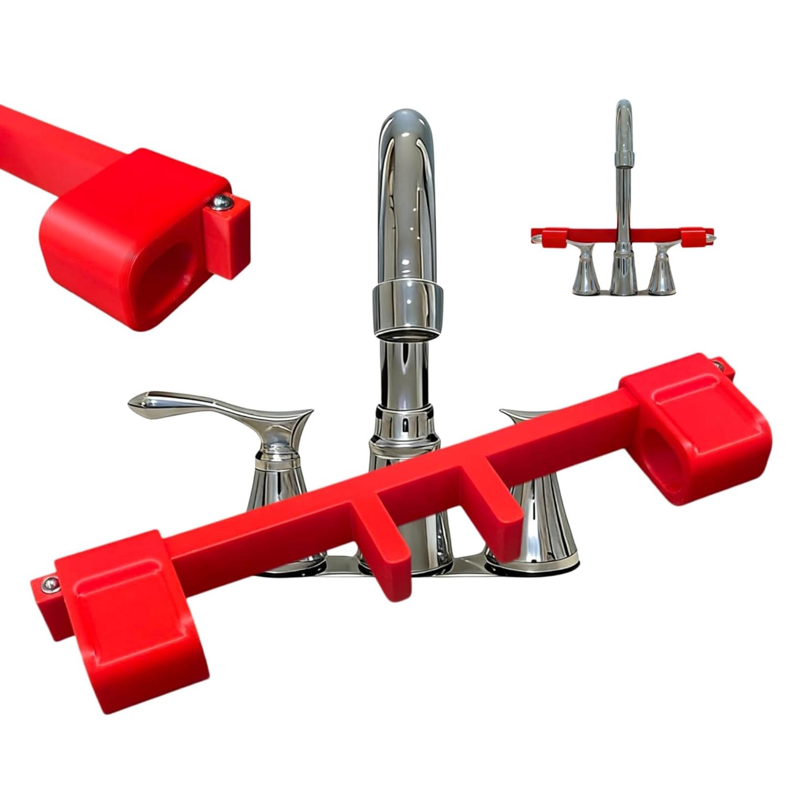 1 PCS Universal Faucet Handle Lock for Double Sinks, Child & Pet Safety Guard with Central Pipe Fixation, Prevents Handle Turning Durable Tap Lock, Quick-Install Sink Faucet Stopper for Kitchen Bathroom