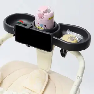 Universal Stroller Snack Tray with Phone Holder & Cup Holder, Adjustable Baby Stroller Accessory Tray, 2-in-1 Stroller Organizer for Snacks, Drinks & Phone, Fits 99% Strollers