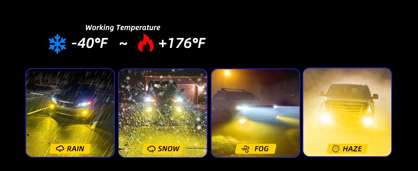 H8 H11 H16 LED Fog Light Bulbs or DRL, AUTOONE 3000K Amber Yellow Super Bright for Automotive Car Fog Lights Replacements, 50000 Hours Lifespan, Plug and Play, Pack of 2