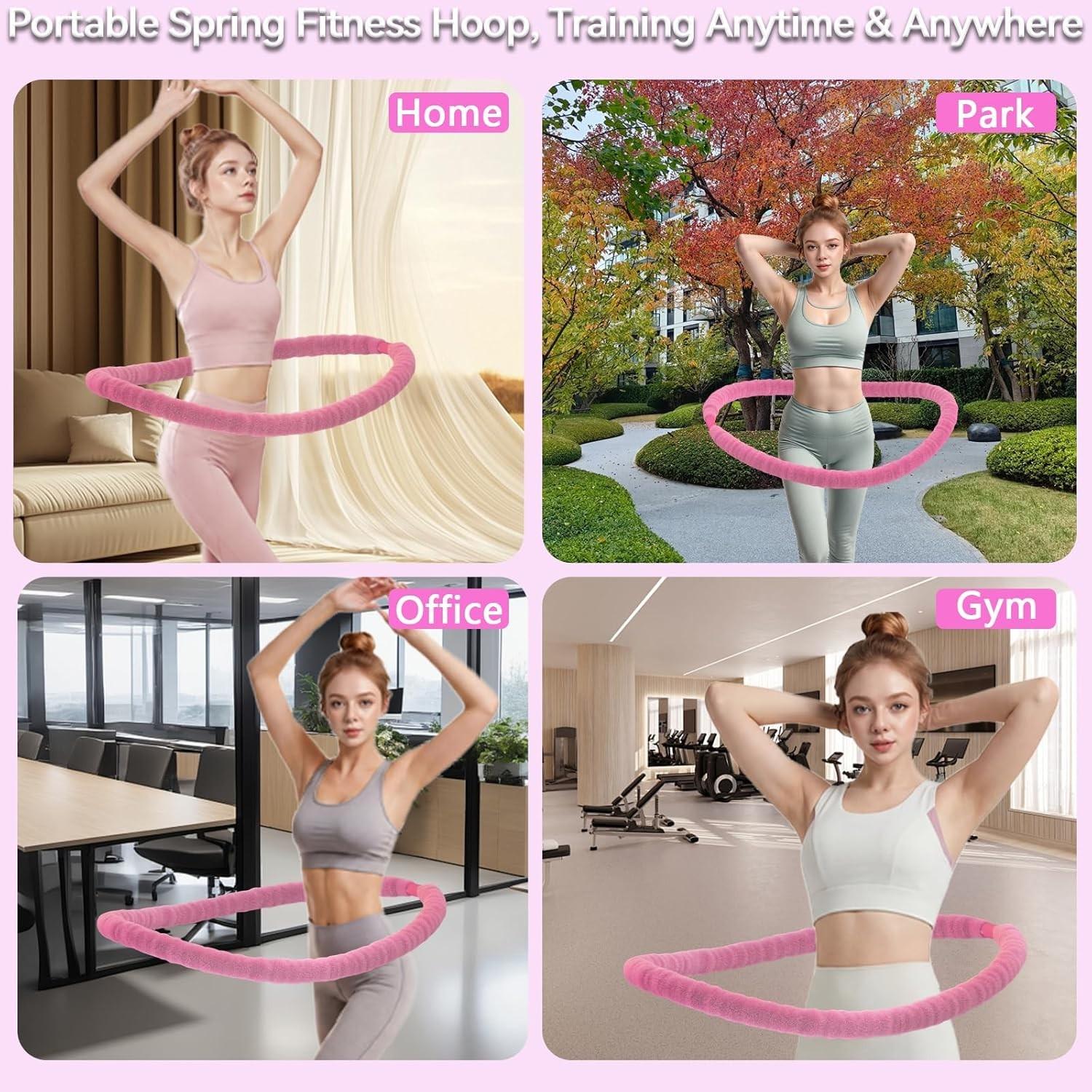 3.3 lbs soft spring weighted fitness hoop for adults, designed for core muscle training and core workouts. Portable slimming fitness equipment suitable for adults' at-home core training.