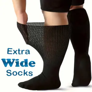 Ultra-Wide Socks for Swollen Feet, Unisex Stretchable Fit Up to 30 Inches, Medium-Large Size, Seamless Comfort for Neuropathy & Elderly