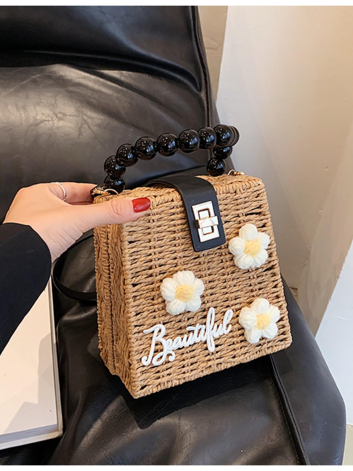 French Straw Handbag 2026, Cute Beach Crossbody Bag, Trendy Shoulder Bag, Stylish Woven Backpack, Fashionable Accessory