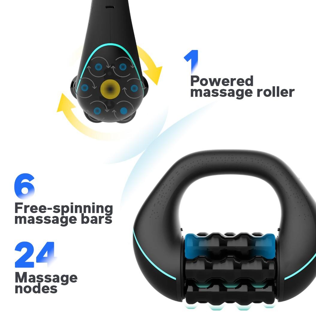 Handheld Cordless Electric Muscle Roller Massager, Rechargeable Electric Roller with 3 Speed Settings, Home Fitness Massager for Shoulder, Neck and Legs, Handheld Body Massage Roller