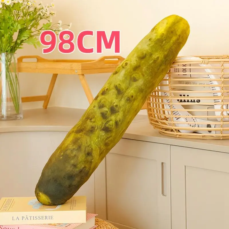 Giant Simulation Green Sour Pickled Cucumber Plush Toy Doll Soft Stuffed Plants Funny Sleep Long Pillow Birthday Gift Home Decor