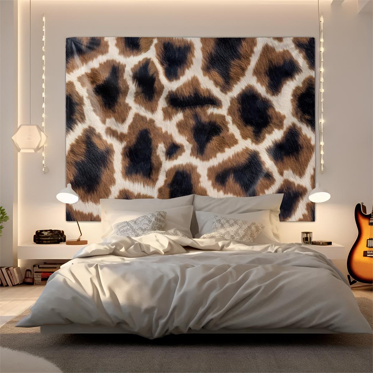 Wild Texture Leopard Print Tapestry, Premium Flannel with Great Drape,  Nails Trendy Vibes as Binge-Watching Backdrop or Accent Wall Decor, Ideal Gift