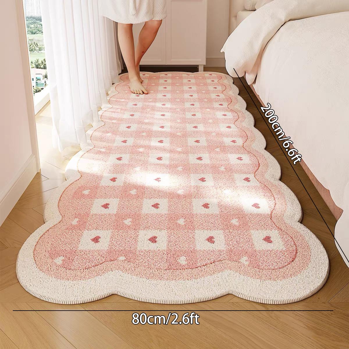 Bow Heart Print Carpet, Soft Plush Bedroom Rug, Easy Clean Fashionable Home Decor, Suitable for Living Room Sofa Hallway Closet, Decorative Fluffy Rug, Modern Shaggy Rug