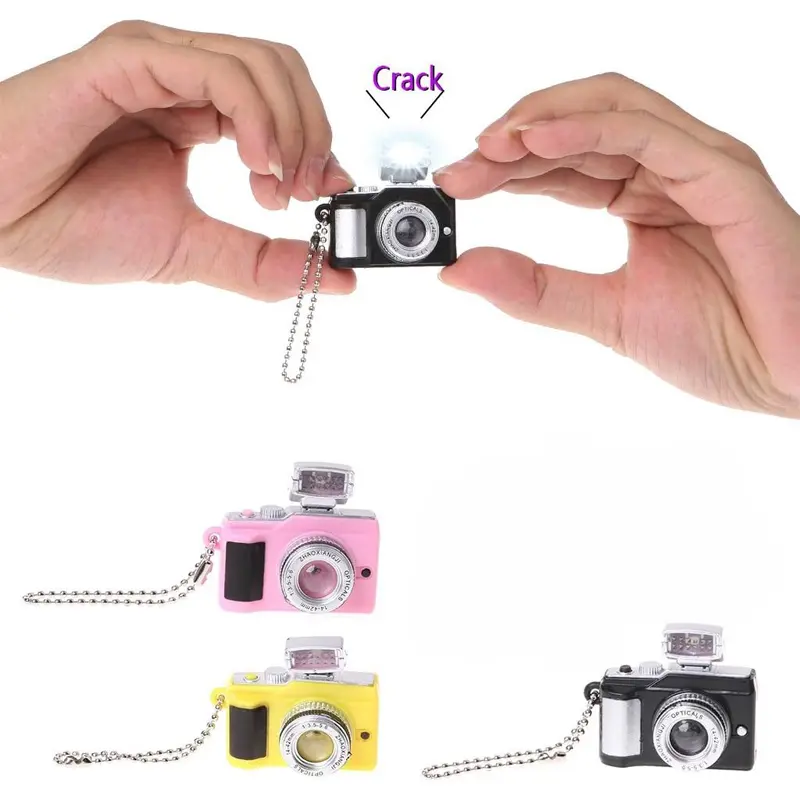 3PCS Mini Camera Mini Set, Creative LED Keychain Camera with Sound Light, Flashlight Function for Doll Accessories