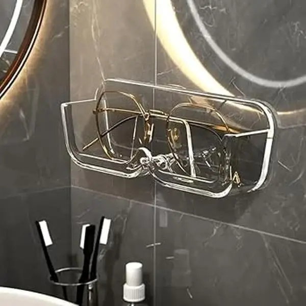 Wall-Mounted Adhesive Glasses Holder Stand - Clear Eyeglasses Organizer for Nightstand, Reading Glasses & Sunglasses(Gift)