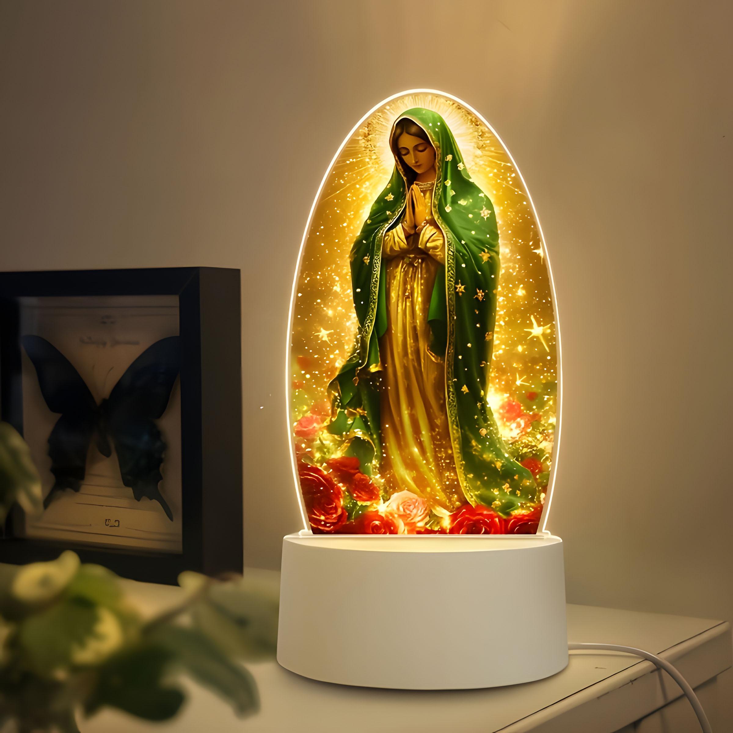 Guadalupe Virgin Prayer Lamp, USB-Powered Warm Light for Religious Home Decor, Prayer Room Decor, Baptism and Gifts, Creates a Spiritual Ambiance #GLOBAL PICKS detail 1