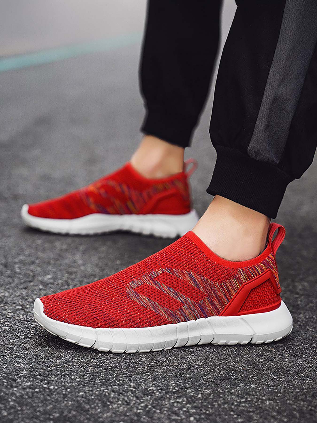 Men's Flyknit Sneakers, Breathable Lightweight Soft-Soled Athletic Casual Shoes, Suitable for Daily Wear