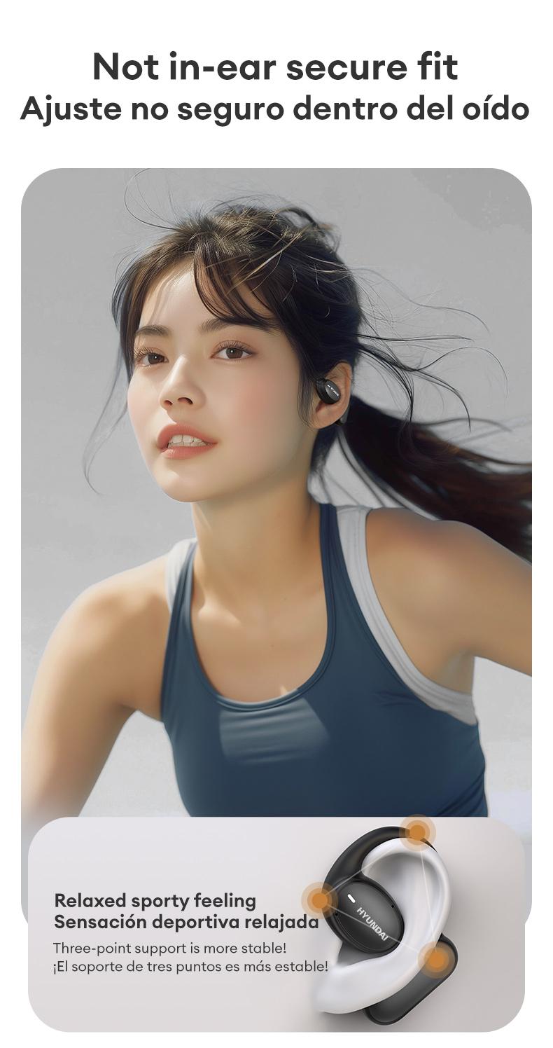 HYUNDAI OpenAir 5  Wireless Bluetooth 5.4 Earbuds High-Fidelity Robust Bass Sound Headphones, Breathable Open Ear Electronic Headset for Workout & Sports