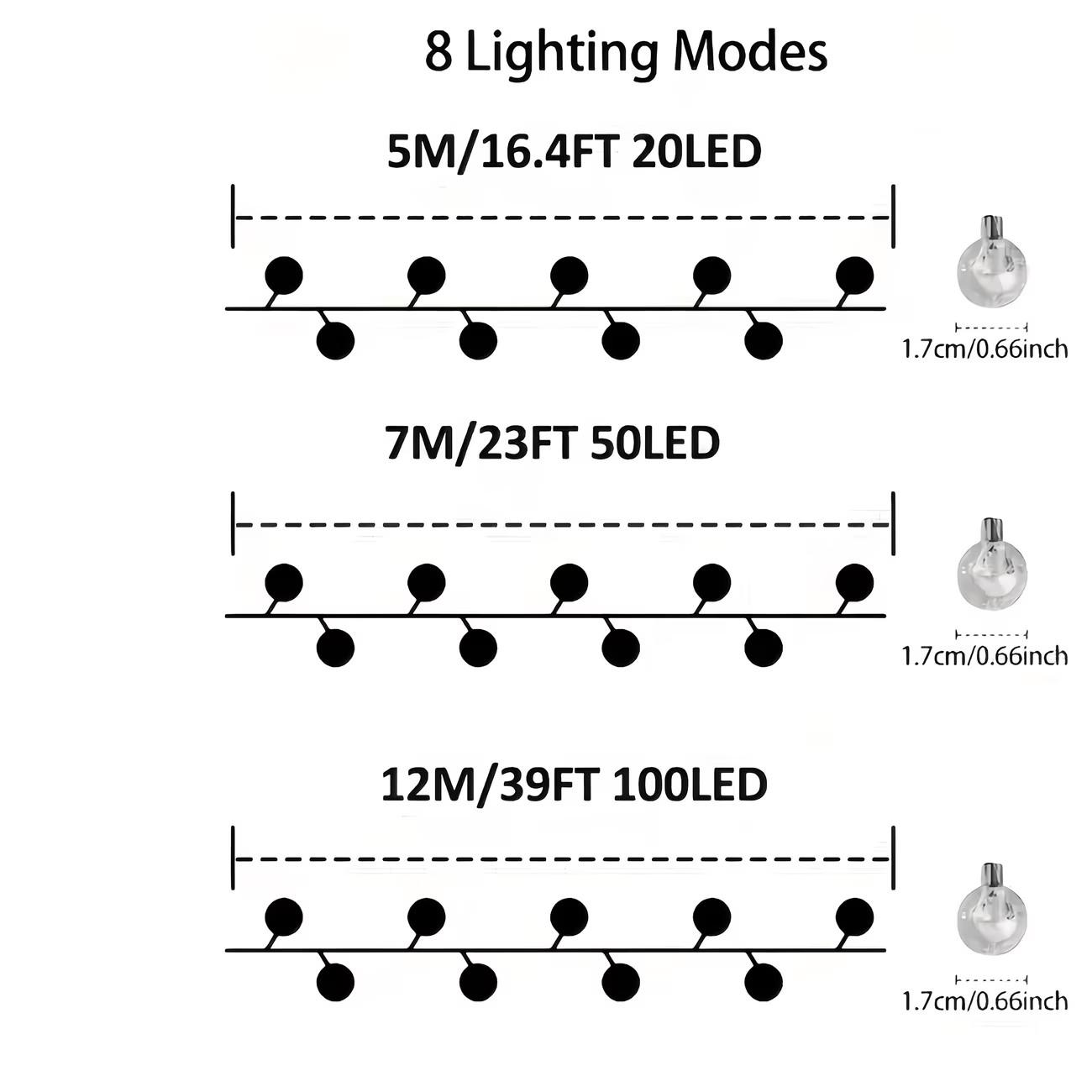 Solar LED Bubble Light String, Solar Crystal Ball, Outdoor Solar Lamp, 8 Lighting Modes, Garden Lantern, Party Decor