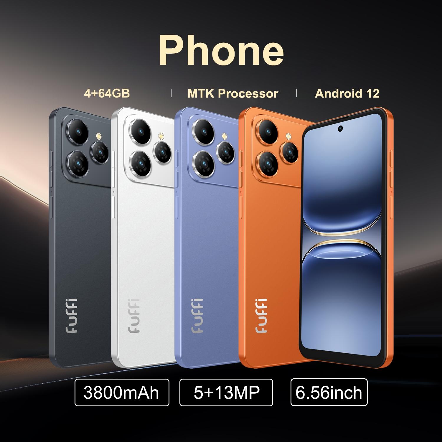 FUFFi M17 Pro Smartphone - Android 12.0 OS, 6.56-Inch - 4GB RAM + 64GB ROM, 5+13MP Dual Camera, 3800mAh Battery - Dual SIM Card Support, Stylish Fashionable Design, Dual Sim Cellphone, Android Mobile Phones